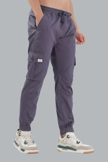 GREY LACED ELASTIC CARGO PANTS