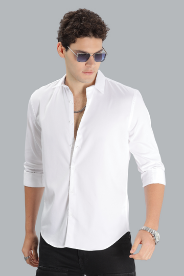 WHITE SATIN SLIM FIT SHIRT