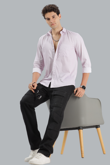 LILAC DOTTED PRINT SLIM FIT SHIRT