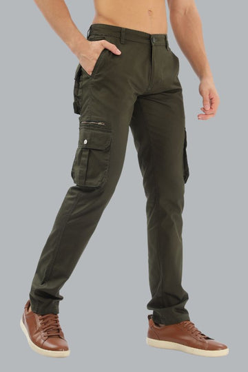 DARK GREEN ZIPPER CARGO PANTS