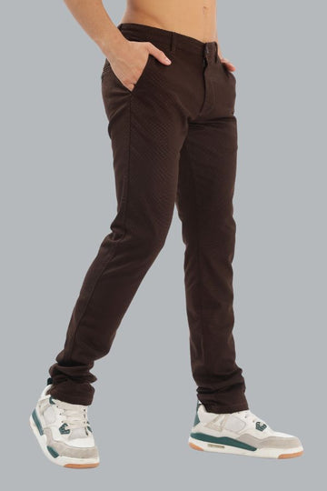 DARK BROWN PLAIN SLIM FIT TROUSER