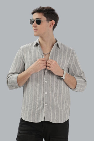 GREY STRIPES SLIM FIT SHIRT - TEXTURED