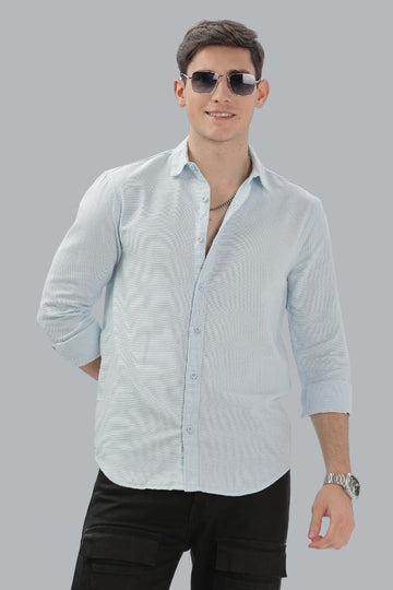 SKY BLUE TEXTURED SLIM FIT SHIRT - TEXTURED