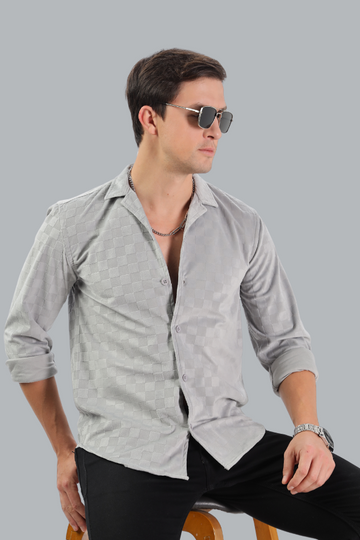 SILVER BOXTEXTURED SLIM FIT SHIRT