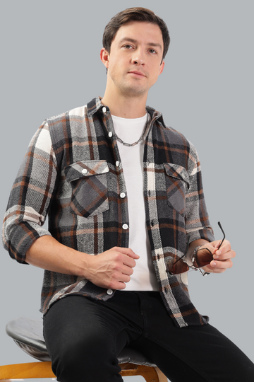 DARK MULTICOLOURED SHACKET SLIM FIT