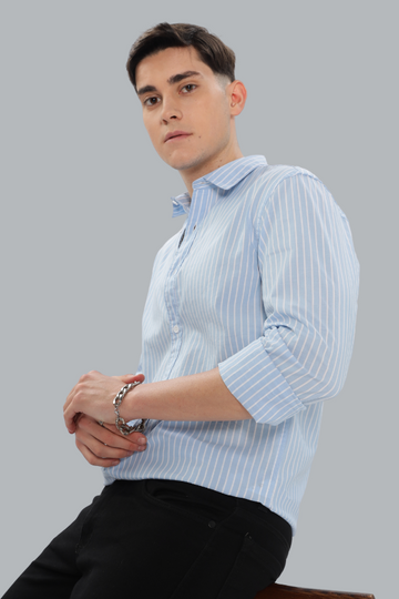 LIGHT BLUE STRIPES SLIM FIT SHIRT