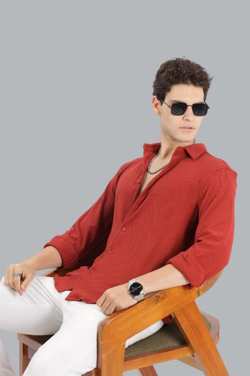 LAVA RED TEXTURED SHIRT