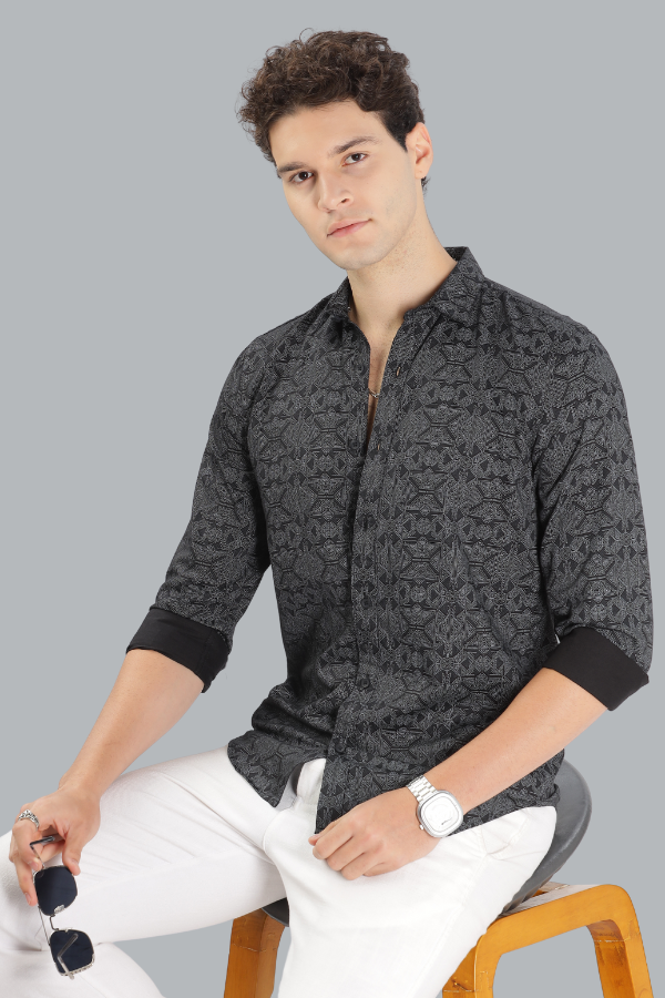 BLACK X PRINTED SLIM FIT SHIRT