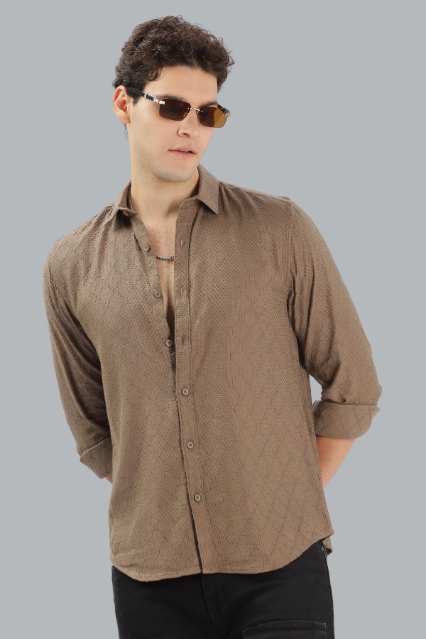 BROWN TRIANGLE SLIM FIT SHIRT
