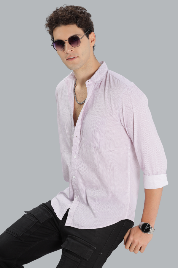 LILAC DOTTED PRINT SLIM FIT SHIRT