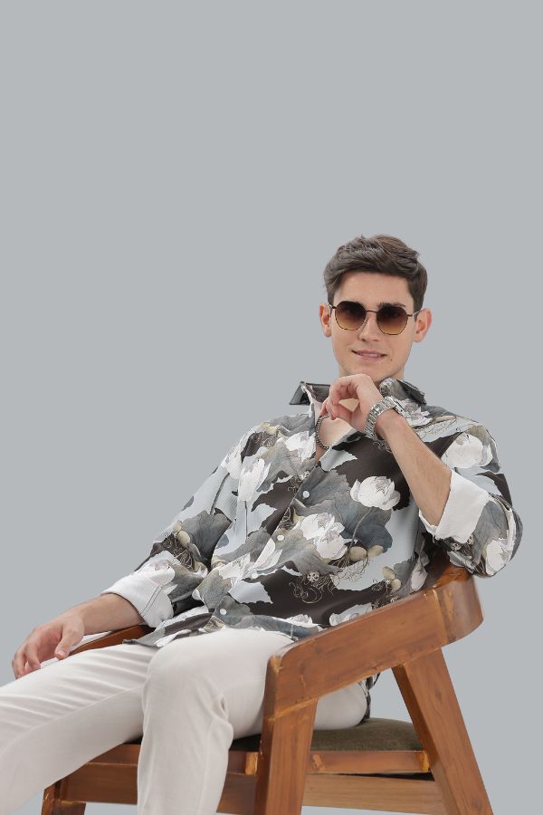 SILVER FLORAL PRINTED SHIRT