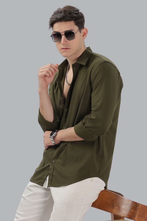 OLIVE TEXTURED SHIRT