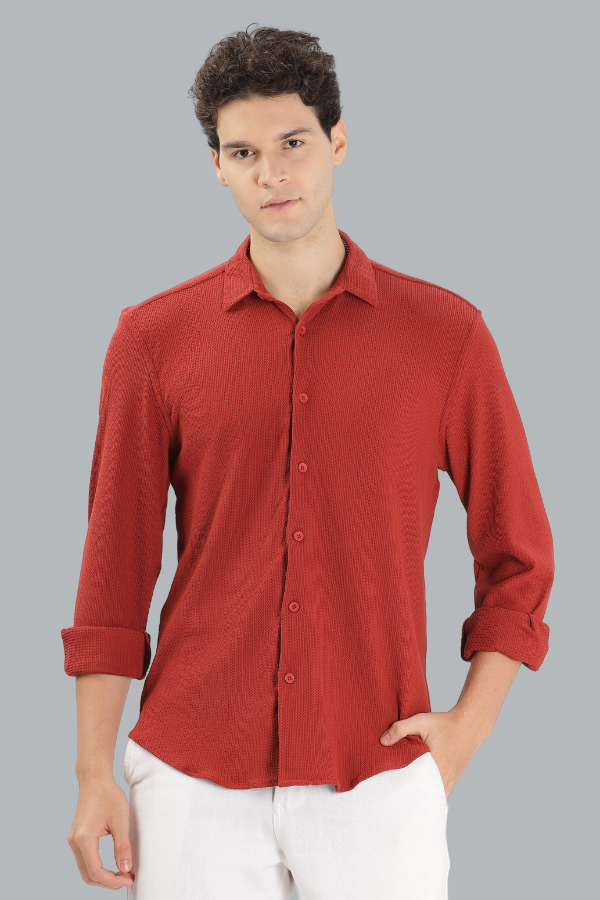 LAVA RED TEXTURED SHIRT