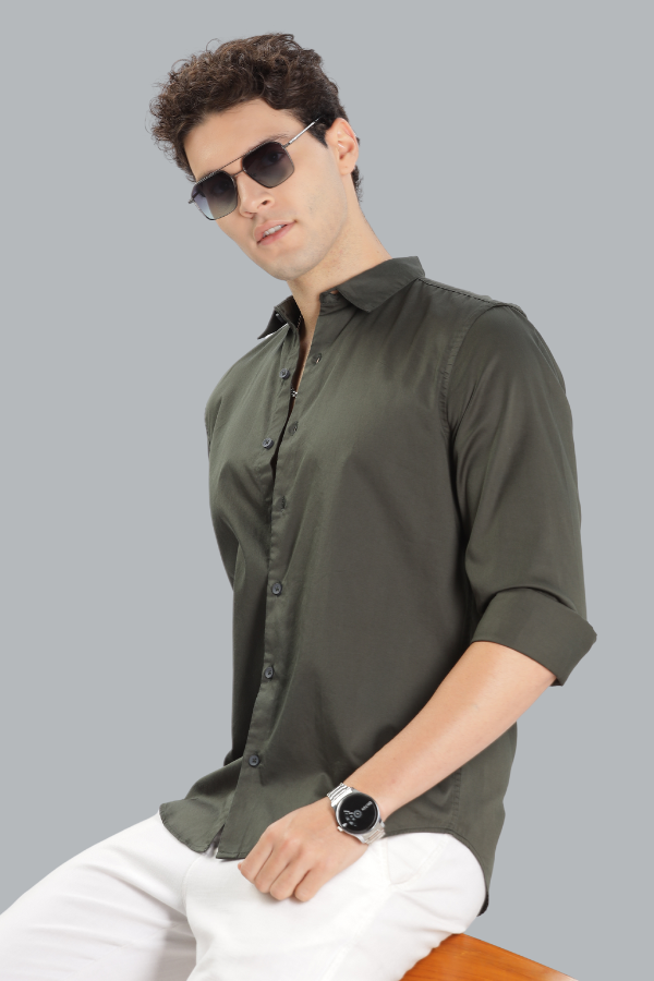 OLIVE PLAIN SHIRT