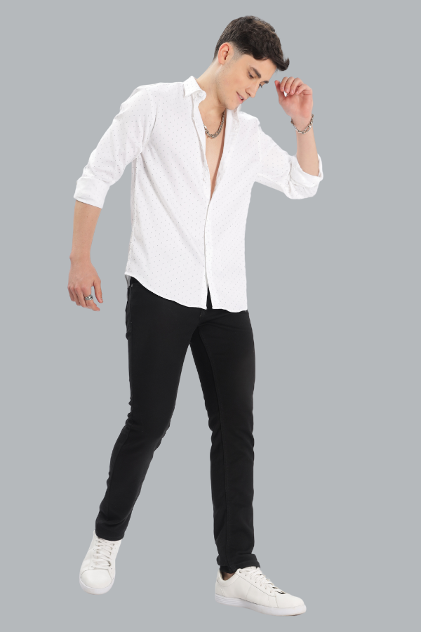 WHITE ARROW PRINT SLIM FIT SHIRT