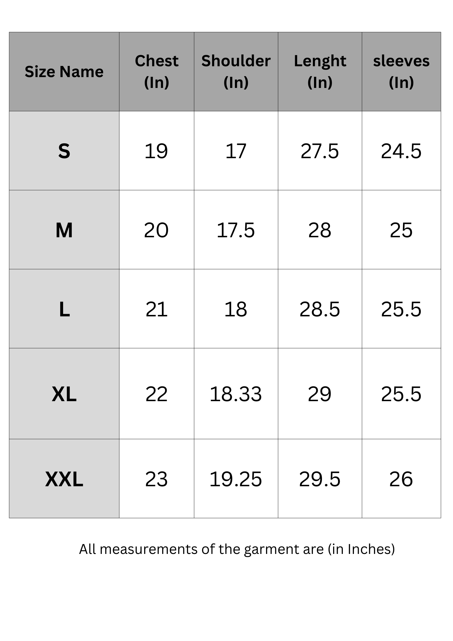 Size Chart
